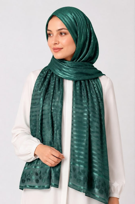 Sage Green Turkish Printed Hijab – Made in Turkey