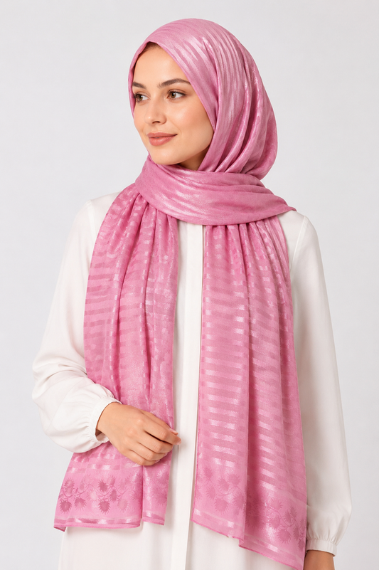 Pink Turkish Printed Hijab – Made in Turkey