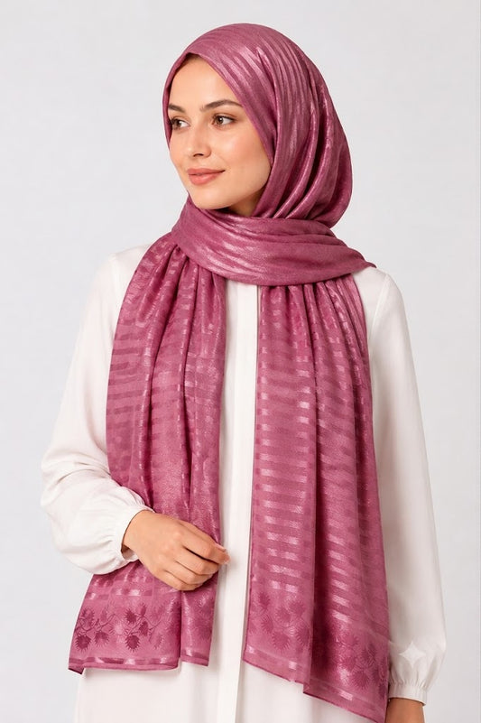 Dark Pink Turkish Printed Hijab – Made in Turkey